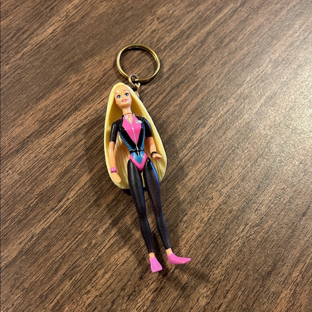 Fashion Barbie Doll Keychain with Pink and Black Outfit